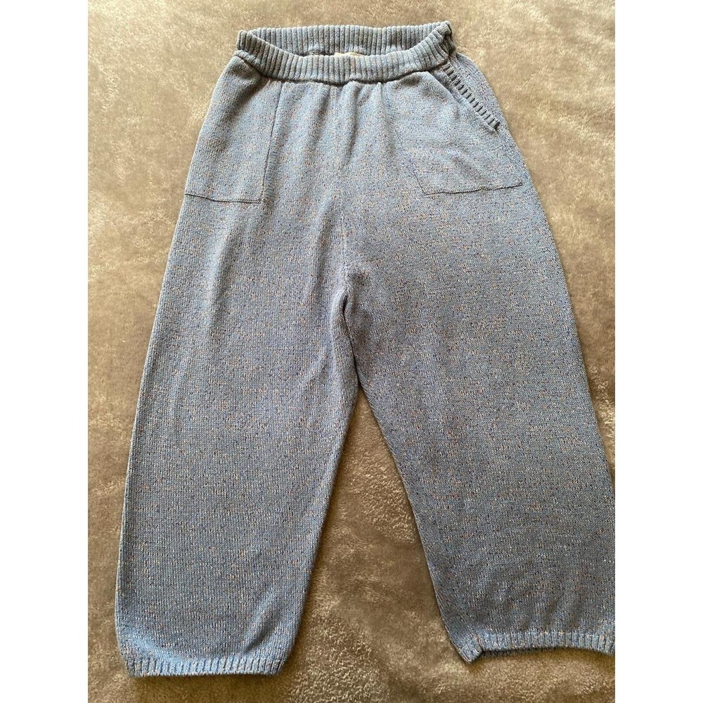 Free People Beach Marble Blue Sweater Knit Lounge Wide Cropped Pants Medium Sbag